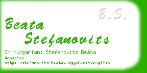 beata stefanovits business card